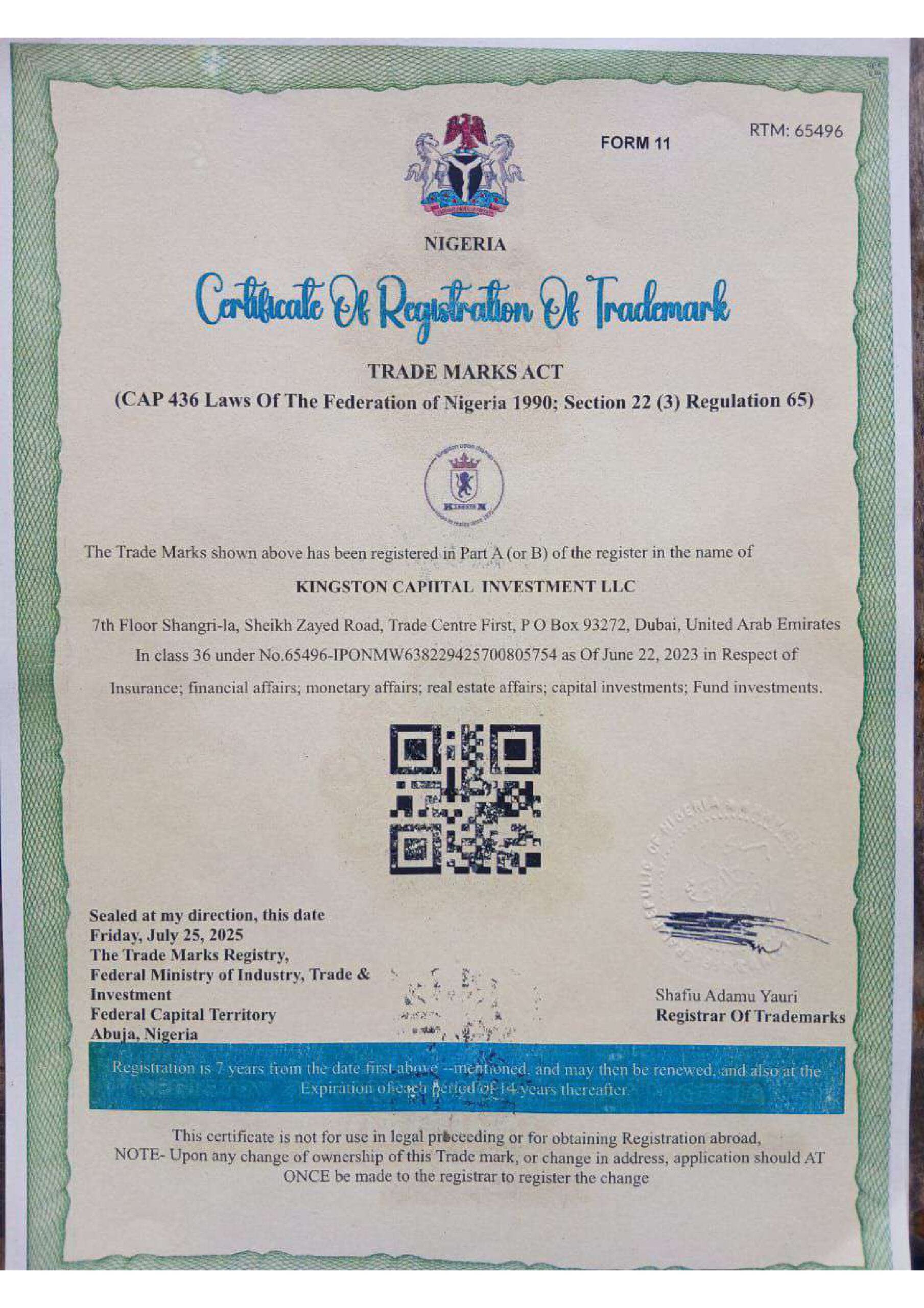 Nigeria Trademark Certificate Exp 21062030_page-0001